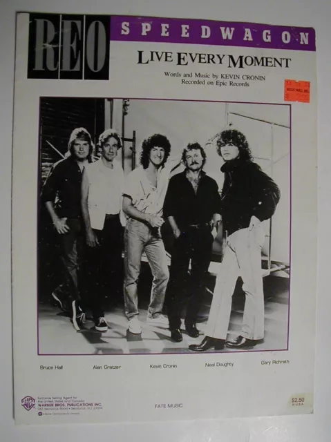 LIVE EVERY MOMENT Sheet Music REO SPEEDWAGON 1985 Pop #34 Hit Kevin Cronin