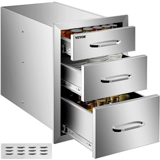BBQ Island/ Outdoor Kitchen Triple Drawers 20.25"X14" Stainless Steel BBQ Drawer