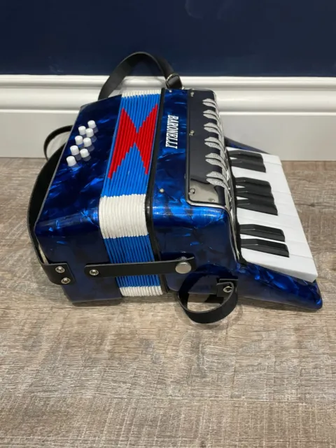 Kids Accordion Entry Level Piano 17 Key 8 Bass Red white and blue