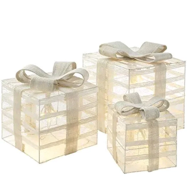 Christmas Box Paper String Lights and Gauze Gift Box Set with 42 Warm White