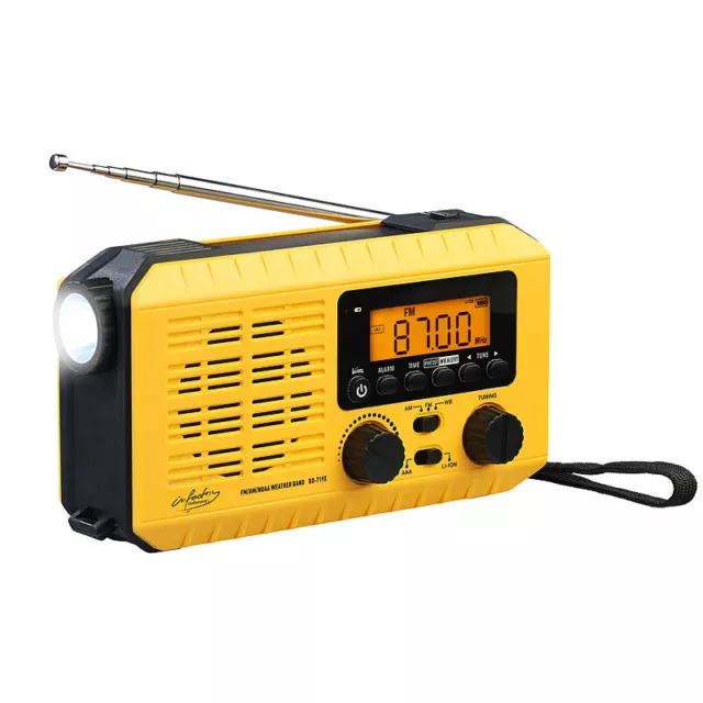 infactory Solar- und Dynamo-Koffer-Radio, LED-Licht, SOS, Powerbank, LCD-Display 2