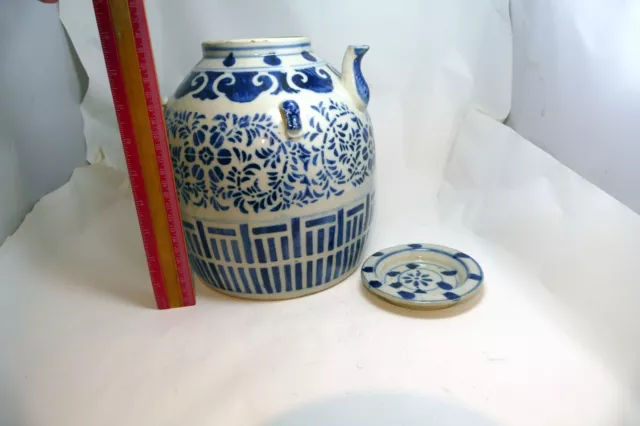Chinese Qianlong Nian Zhi Blue & White Porcelain Large Wedding Teapot 2