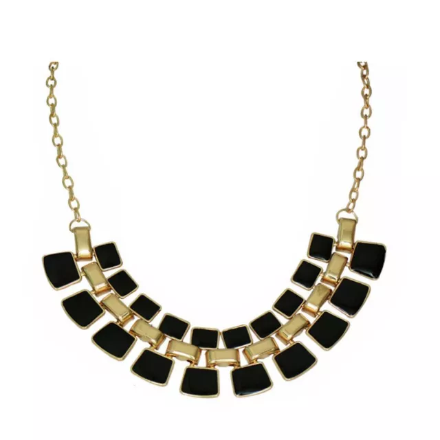 Damen Statement Halskette glänzend Emaille Schmuck goldfarben Mode Zubehör UK