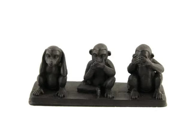 3 singes de la Sagesse en resine statue Artisanat de qualité H6cm noir  Z3 3758