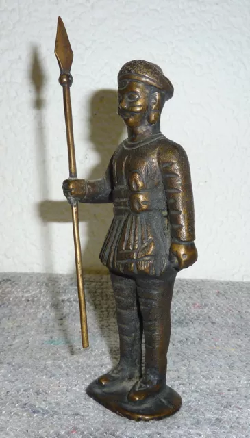 Asiatika Krieger Soldat mit Lanze Bronze Figur Plastik 475 gr. Indien Himalaya