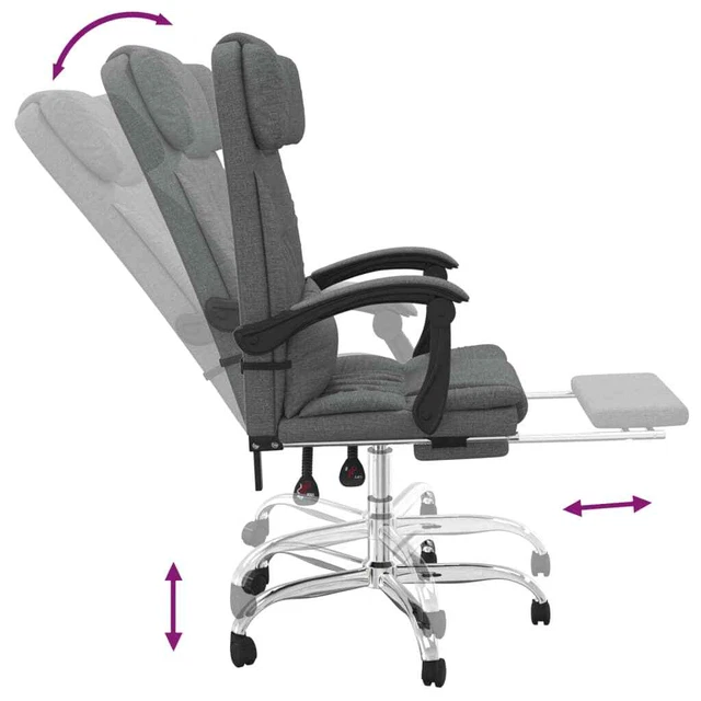 Fauteuil de massage inclinable de bureau Gris foncé Tissu 8