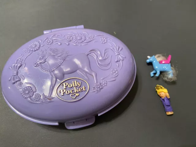 Vintage Polly Pocket Unicorn Meadow With Figures - Bluebird 1995