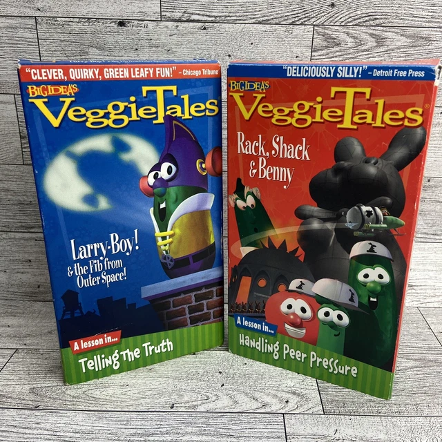 veggie-tales-2-tape-lot-vhs-movie-bundle-larry-boy-rack-shack-and-benny