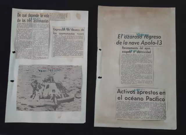 1970 Apollo 13 Man on the Moon Argentina Auth Newspaper Headlines Rare Spanish