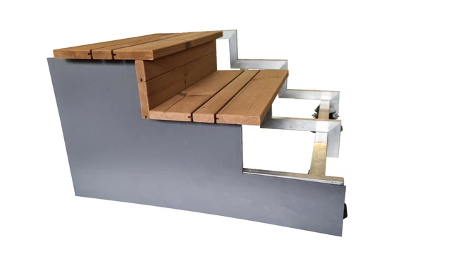 SRM Desgn Außentreppe 3 Stufen Standtreppe Brete 60cm Höhe 63cm