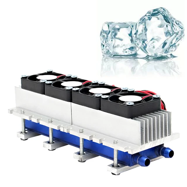 4 Chip Refrigeration Kit Thermoelectric Peltier Water Cooling Decive Plate+fan