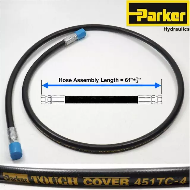 Parker 451TC-4 3000 PSI Hydraulic Hose 1/4"x61" (+/- 1/2") JIC 6F Swivel Fitting
