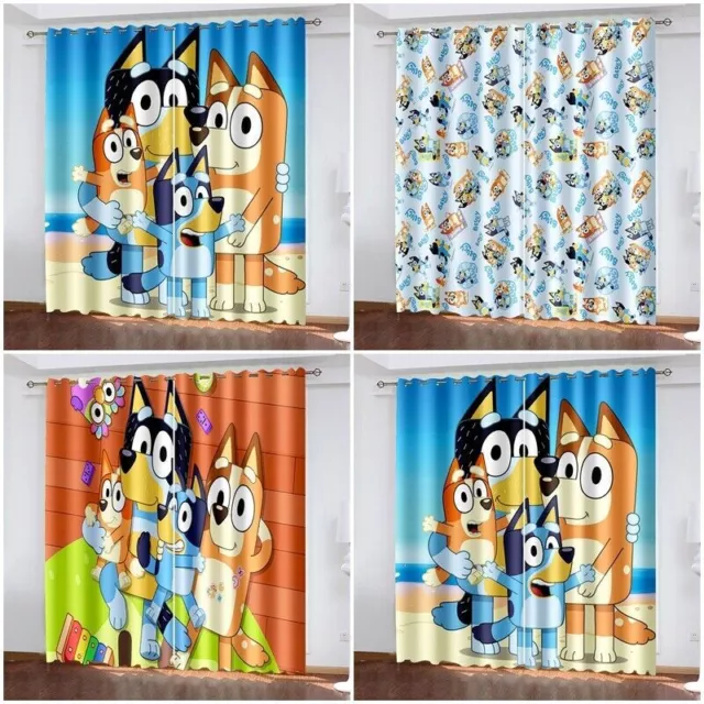 Kids Bluey Curtains Thick Blackout Bedroom Curtains Thermal Ring Top Eyelet Gift