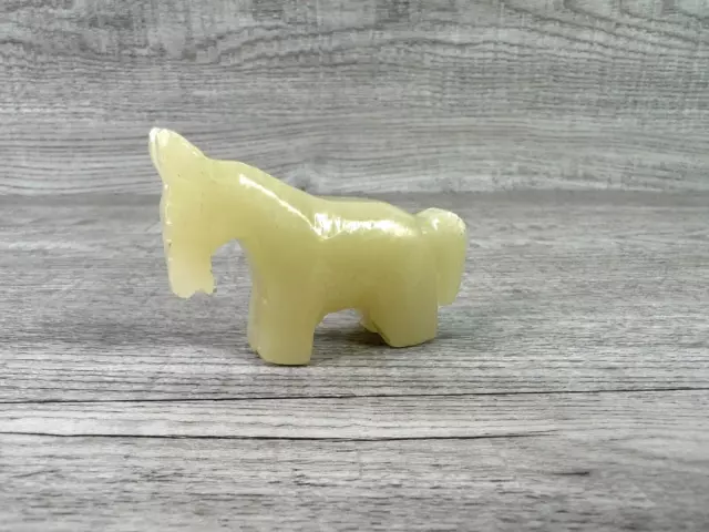 Vintage Cream Yellow Onyx Carving Donkey Burro Pack Mule Figurine
