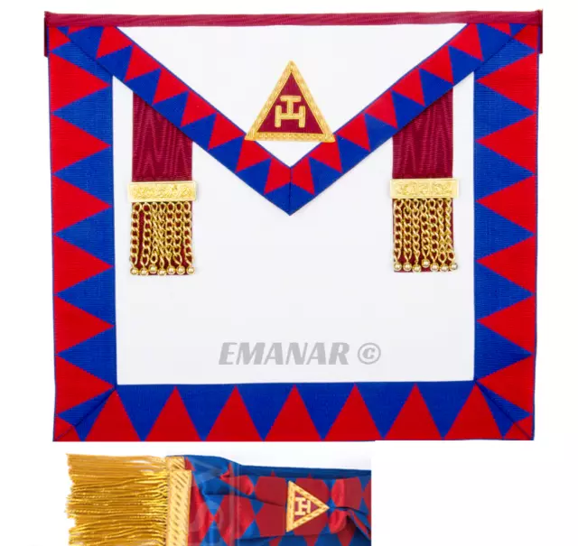 Masonic Royal Arch Principals Apron With Embroidered Taus Chapter RA,Sash NEW