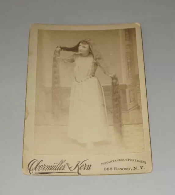 Circa 1890S Cabinet Photograph - Jessie Allyne Long Hair Circus Performer