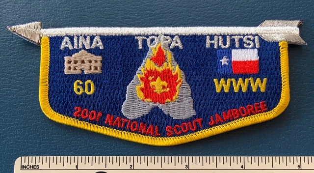 2001 NATIONAL JAMBOREE OA AINA TOPA HUTSI Order of the Arrow FLAP PATCH WWW TX