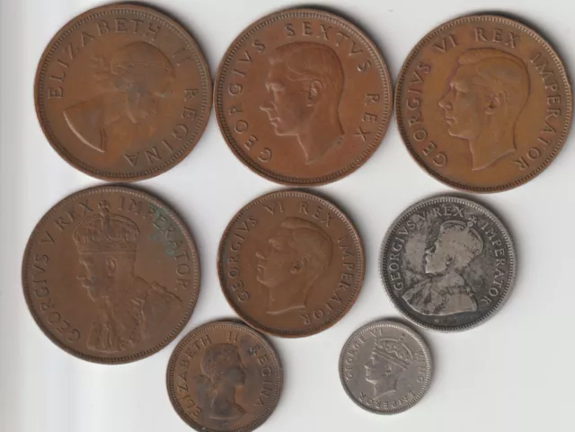 8 different coins from BRITISH SOUTH AFRICA -  some silver