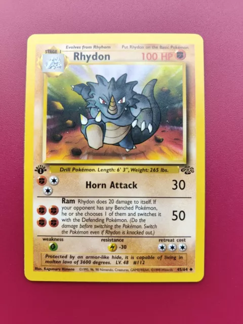 Pokémon TCG Rhydon Jungle 1st Edition Uncommon 45/64 - Pack Fresh/ Mint