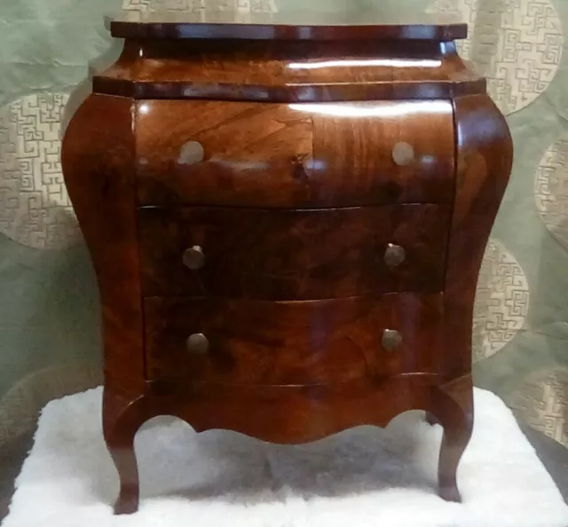 Miniature Vintage Italian 3 Drawer Bombe Chest Great Gift Nice!