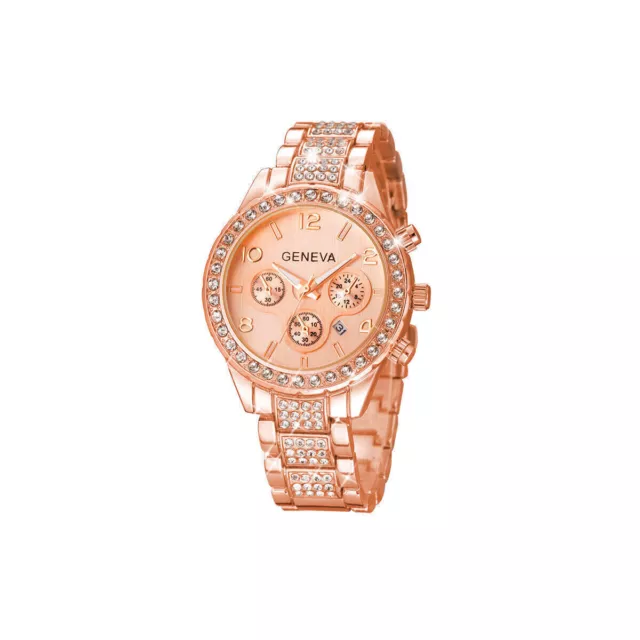 Ladies Womens Bracelet Watches Wrist Watch Quartz Rhinestone Analogue Rose Gold