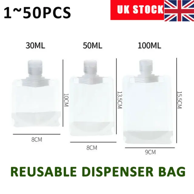 1~50 pcs Leak proof Pouch Travel Cosmetic Shampoo Lotion Liquid Dispenser Bag