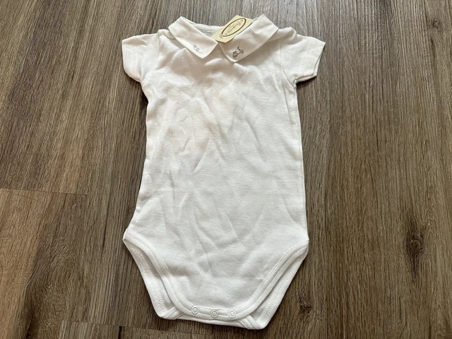 Vintage Bonpoint Paris Tricycle Embroidery Collar Baby’s Ones Piece 3M NOS Italy