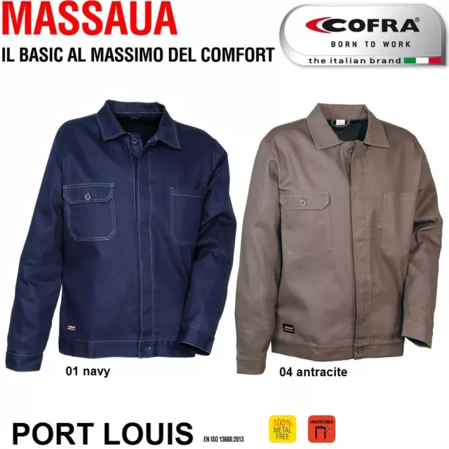 Giacca da lavoro COFRA modello PORT LOUIS 100% cotone 270 g/m² industria logist