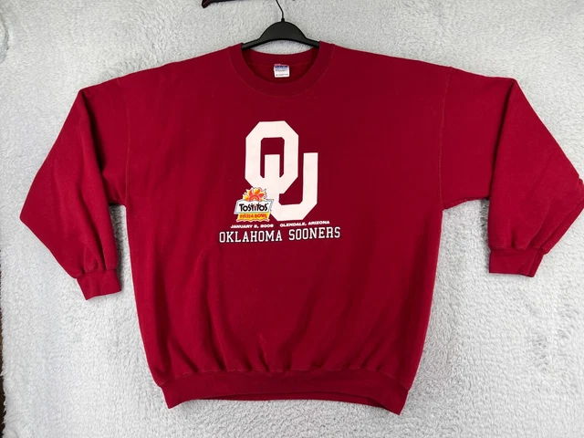 Oklahoma Sooners Sweater Mens 2XL XXL Red Tostitos Fiesta Bowl OU 2008 Cotton