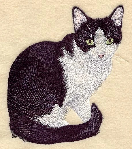 Embroidered Fleece Jacket - Black & White Tuxedo Cat C7937 Sizes S - XXL