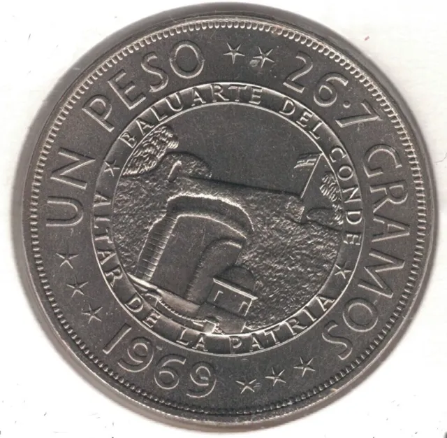 DOMINICAN REPUBLIC 1 PESO UNC COIN 1969 YEAR KM#33 125th ANNI REPUBLICA