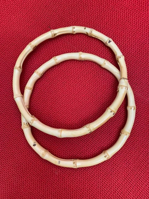 Natural Real Bamboo, Bag Making  Handles 1 pair 15cm ,Circular Medium BH77
