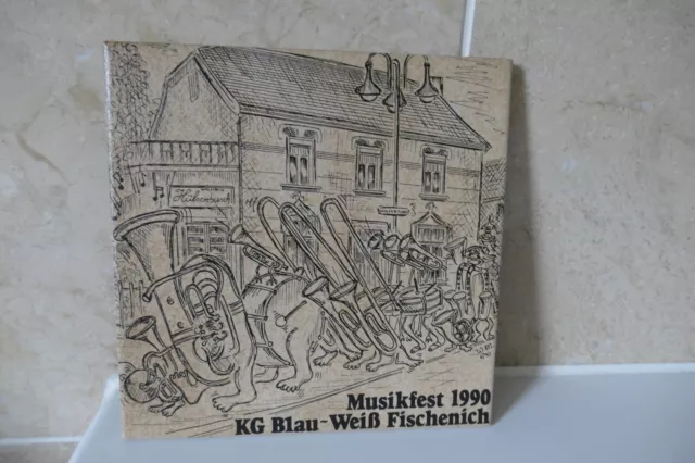 Villeroy &Boch Pottery 19.6Cm Square Tile-Music Festival 1990 Kg Blue Woman Fisc