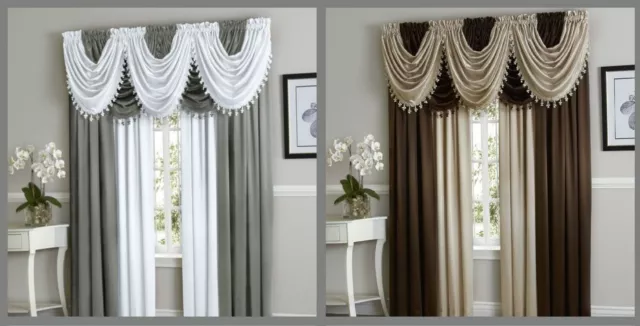 Set Window Curtain Faux Silk Rod Pocket Drape SOLID Mix & Match Solid Color