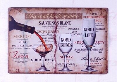 Wine Poster Vintage Metal Tin Signs Shabby Plate Home Pub Bar Wall Decor