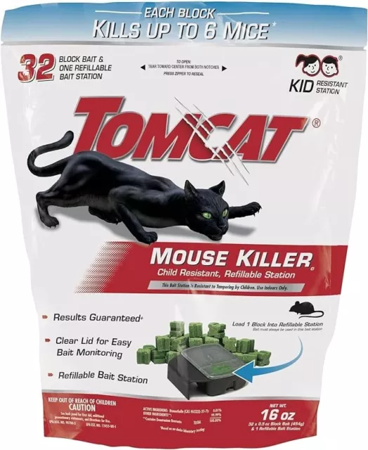 Mouse Mice Rat Killer 32 Blocks Bait Poison Rodent Station Trap Control 0.5-oz.