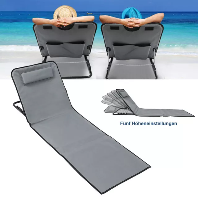 StrandLiege Gepolsterte Strandmatte Verstellbar Matte Faltbar Mit Kissen 1.4kg