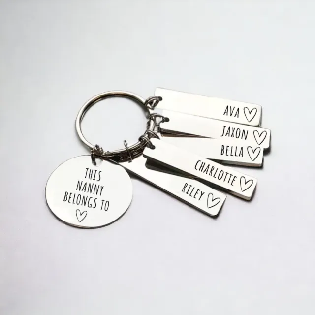 Personalised Keyring Nanny Mummy Daddy Grandad Belongs Family Engraved Name Gift 2