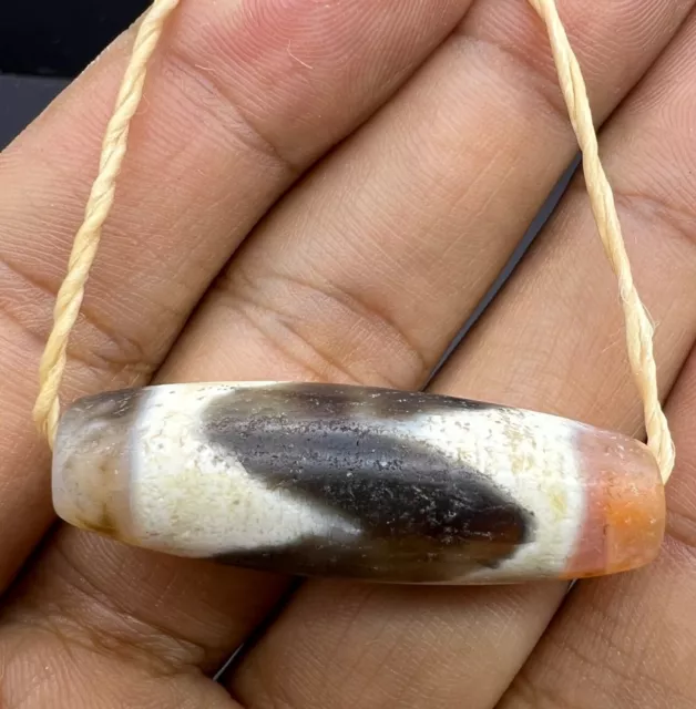 Beautiful Old Natural Agate Unique Central Asian Beads Top Tiger Chung Dzi Bead