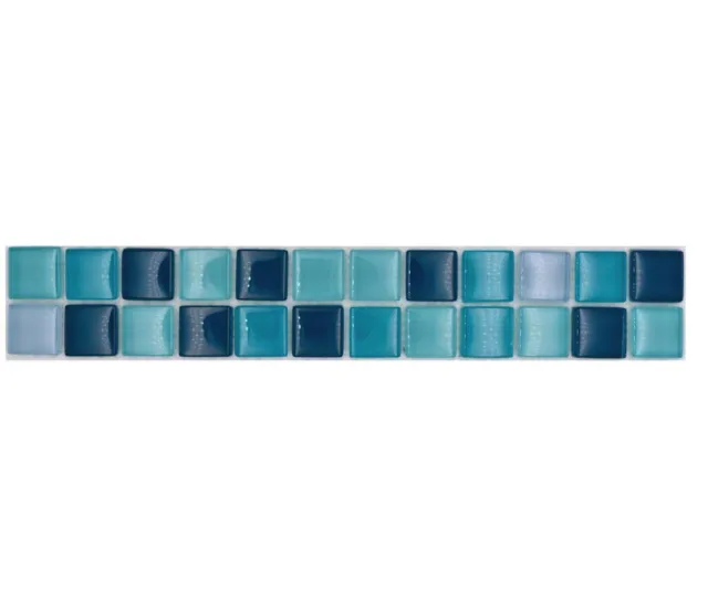 10x Glasbordüren Mosaik Borde Glasmosaik Blau Hellblau Waschtisch Fliesenspiegel