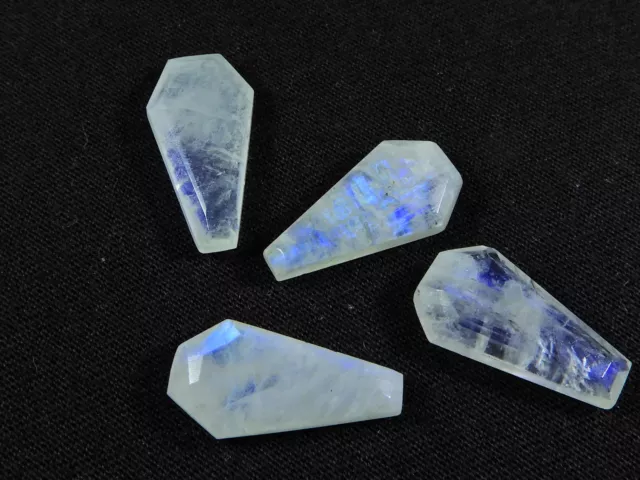 10X20 MM Rainbow Moonstone Coffin Gemstone, Rainbow Cut Gemstone 4 Pcs Lot