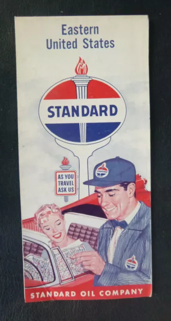 1959 Eastern United States  road  map Standard oil gas very early interstate