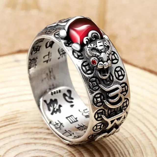 Anillo Fengshui Chino Para Mujer Joyería De Riqueza Retro Abierto Ajustable