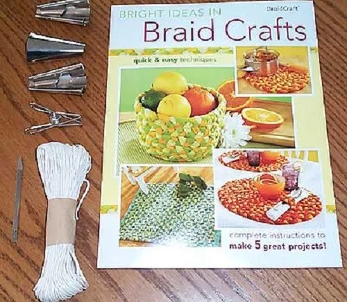Kit de inicio de trenzado de alfombras Braidcraft: conos abrazadera de cordones aguja trenza artesanal kit