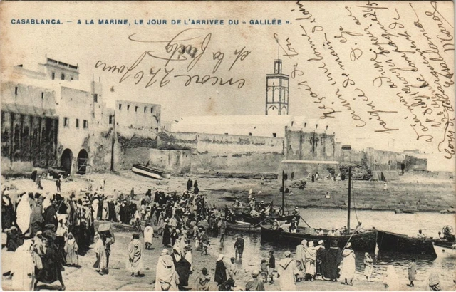 CPA AK CASABLANCA A la Marine le jour de l'arrivée du 'Galilée' MAROC (669316)
