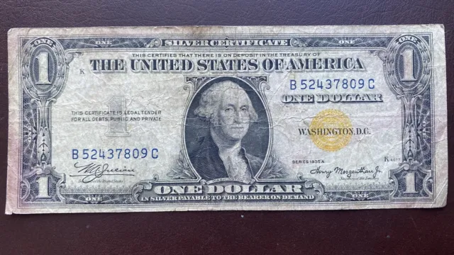 1935 A One Dollar Silver Certificate NORTH AFRICA Note $1 Bill Circulated #56391