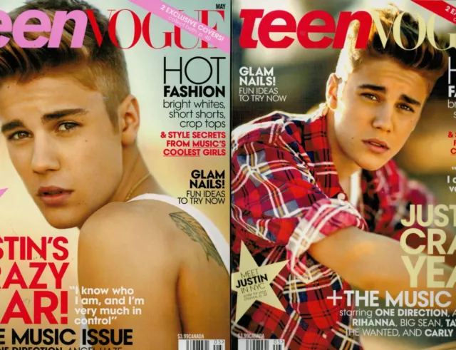 JUSTIN BIEBER Teen Vogue 2-Issue Set - ONE DIRECTION, TAYLOR SWIFT, JEPSEN -2013