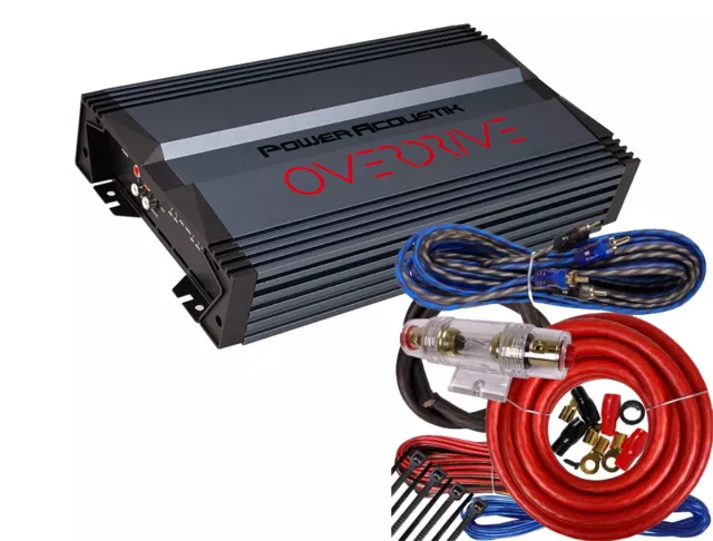 Power Acoustik OD1-1500 1500W Class A/B Full Range Amplifier + 4-Gauge Amp Kit