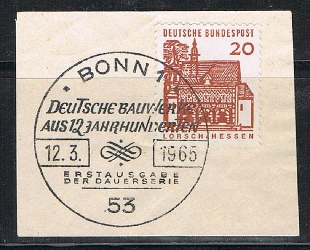 Deutsche Bauwerke klein 20(Pf) 455 Erstausgabe-Sonderstempel 12.3.1965 Briefstüc