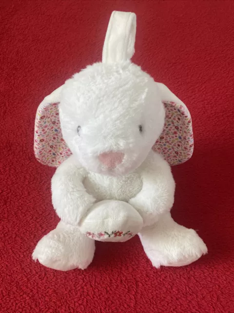 🇫🇷 Pommette Doudou Peluche Lapin Musical Blanc Rose Fleur Oiseau Comme Neuf